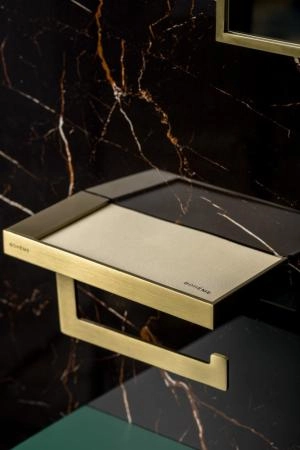 Держатель для туалетной бумаги Boheme c крышкой Qubic Matt Gold 10721-MG
