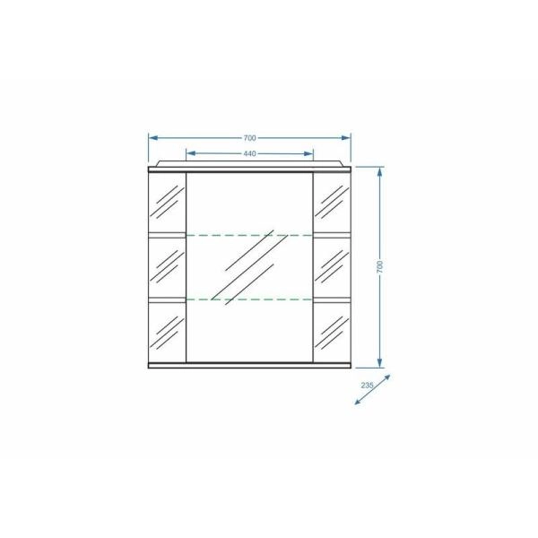 Зеркало-шкаф Stella Polar Лаура 70/С, правое