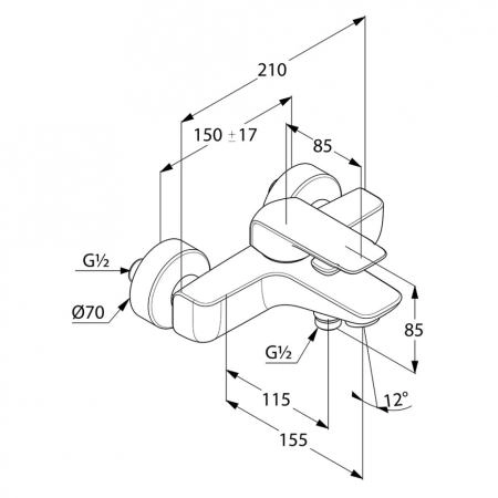 Смеситель Kludi Ameo 414450575 для ванны