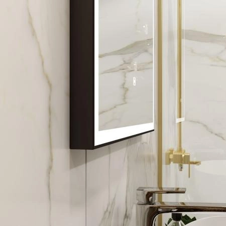 Зеркало Континент Frame black standart 1000x700 ЗЛП188 с подсветкой