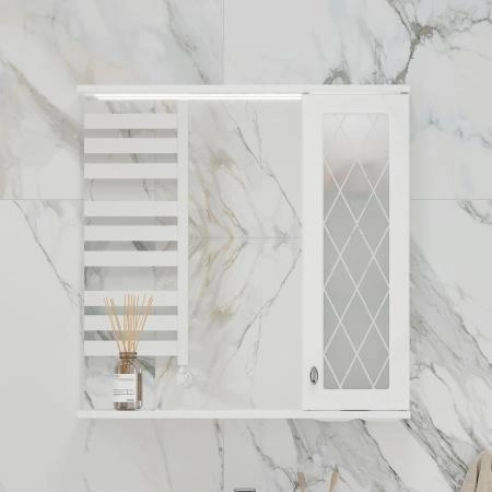 Зеркало-шкаф с LED подсветкой Volna Milena 70 правое белый глянец