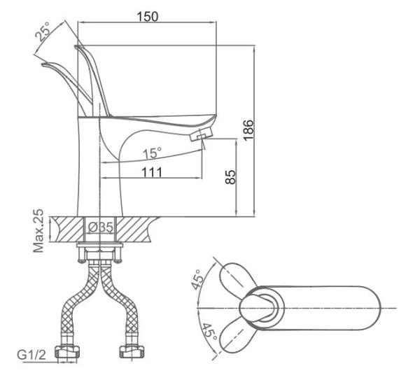 Смеситель для раковины D&K Venice Baciano (DA1032156)