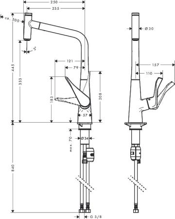 Hansgrohe Metris Select 14884000 смеситель для кухни