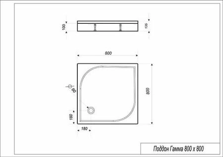 Поддон Эстет Гамма 80x80 квадрат