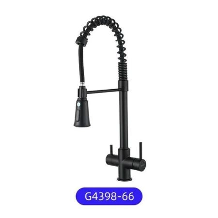 Смеситель Gappo G4398-66 для кухни с подключением фильтра питьевой воды.чёрный