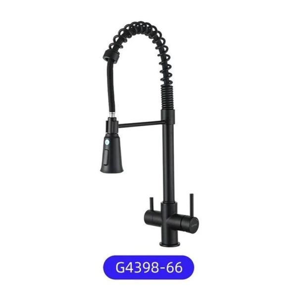 Смеситель Gappo G4398-66 для кухни с подключением фильтра питьевой воды.чёрный