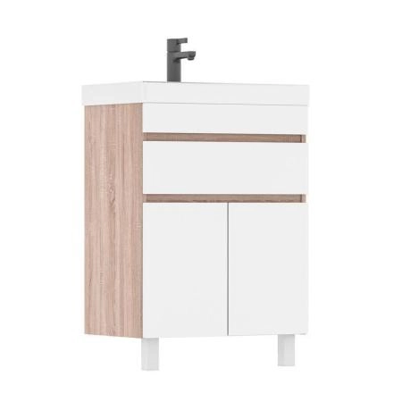 Тумба для ванной Volna Conty 60.2D.1Y Белый/дуб сонома напольная (9696) раковина отдельно