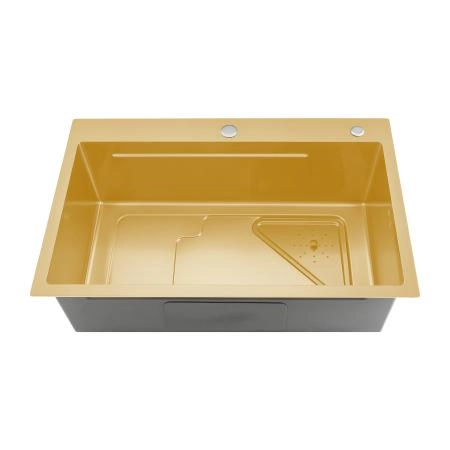 Кухонная мойка GAPPO GS7246-3 с коландером, золотой сатин