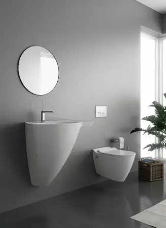 Унитаз Bien MINERAL подвесной безободковый с форсункой биде со встроенным смесителем сиденье микролифт MNKA052N1VE0W5000