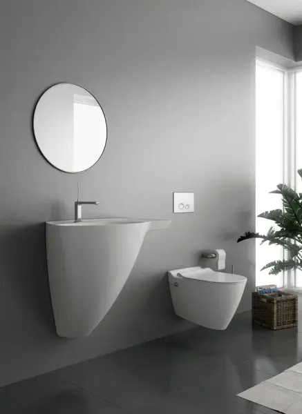 Унитаз Bien MINERAL подвесной безободковый с форсункой биде со встроенным смесителем сиденье микролифт MNKA052N1VE0W5000