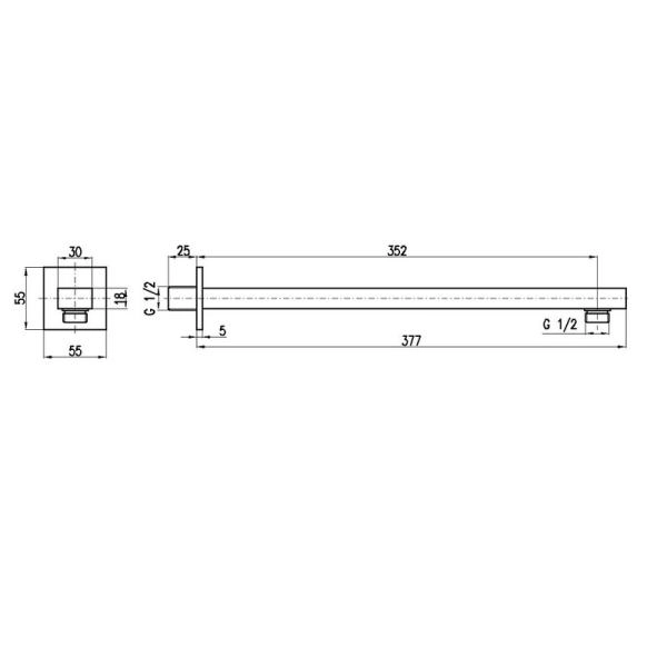 Держатель для потолочного душа, длина 38 см Rav Slezak MD0450Z , цвет Золото