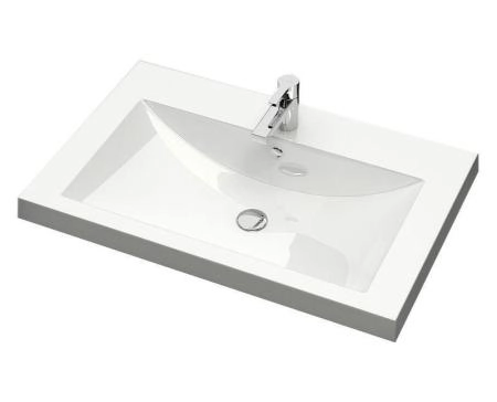 Раковина для ванной полувстраиваемая Uperwood Eva 75 см, прямоугольная, белая