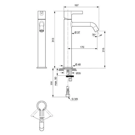 Ideal Standard Joy Смеситель для раковины, на 1 отв., высокий, цвет: PVD Magnetic Grey