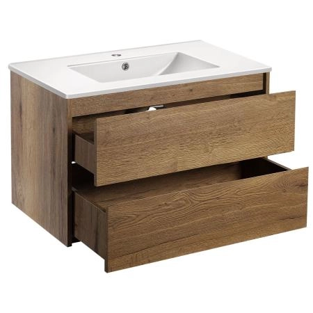 Тумба под раковину Vincea Gio 800 подвесная, 2 ящика soft-close, цвет T.Oak