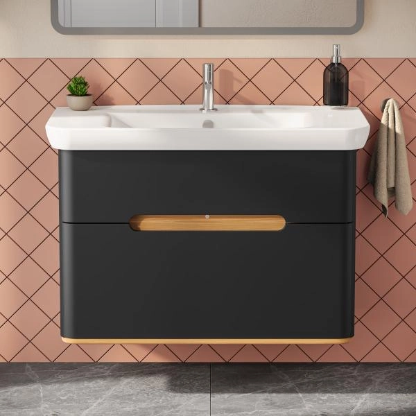 Тумба с раковиной  VitrA Sento  60838 100 см матовая антрацит МДФ