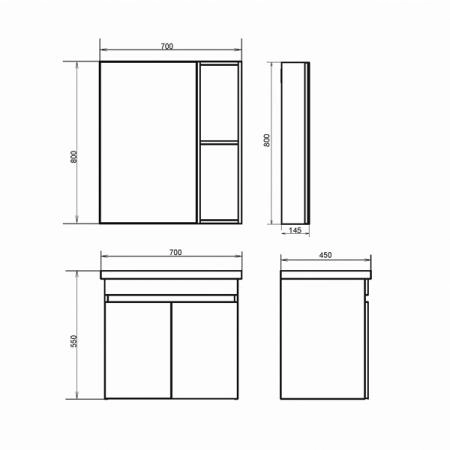 Тумба с раковиной Comforty Осло-70ПД 00-00006118 подвесная бетон светлый с раковиной COMO 70