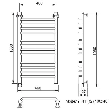 Полотенцесушитель электрический Ника Trapezium ЛТ (г2) 100/40 левый тэн MEG