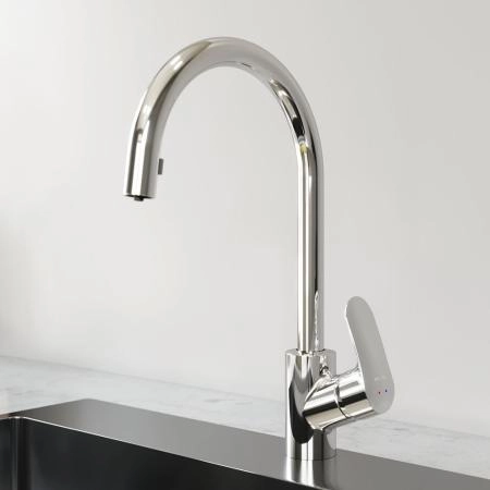 Смеситель для кухни AM.PM Like F8012000 Смеситель - хром, шланг - черный