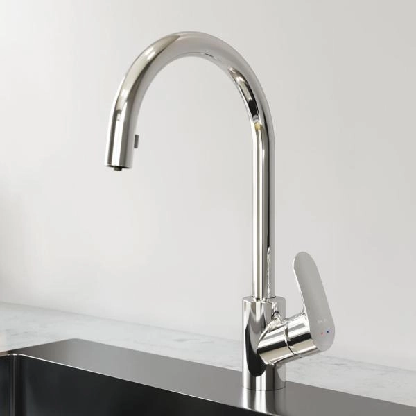 Смеситель для кухни AM.PM Like F8012000 Смеситель - хром, шланг - черный