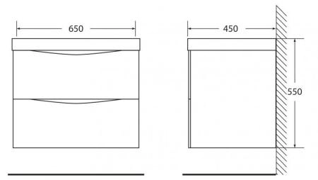 Тумба под раковину Belbagno MARINO Rovere Grigio подвесная 650x450x500 MARINO-650-2C-SO-RG-P