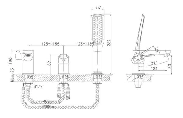 Смеситель для ванны D&K Rhein Marx (DA1394941)