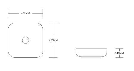 Раковина Cerutti SPA CR2677 накладная, черный матовый, квадратная 420х420х140
