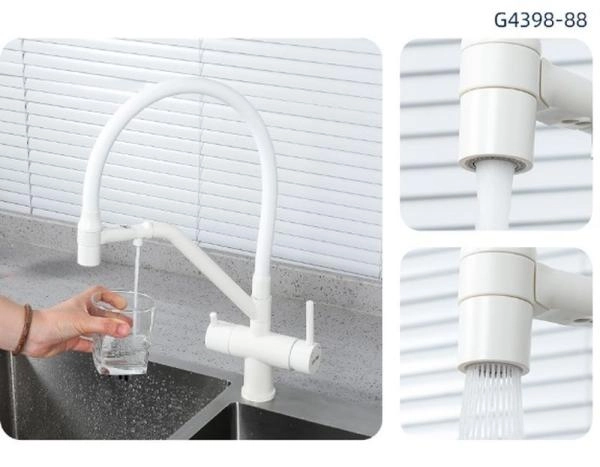 Смеситель Gappo G4398-88 для кухни с краном для фильтра белый