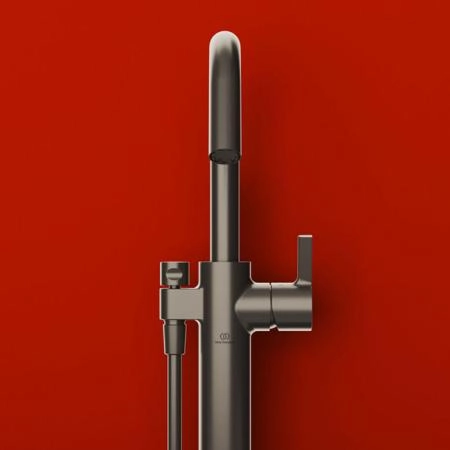 Ideal Standard Joy Смеситель для ванны, напольный, с ручным душем Stick, шланг для душа Idealflex 125см., для монтажа с A6133NU, цвет: PVD Magnetic Grey