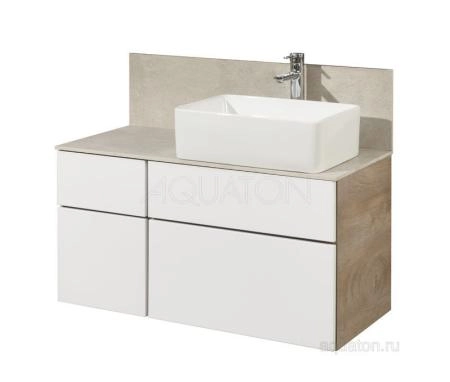 Тумба под раковину AQUATON Мишель 100 без столешницы, дуб эндгрейн, белый 1A244101MIX40