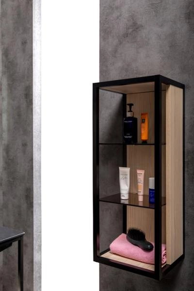 Пенал Boheme LOFT низкий light wood, полки стекло 895-L