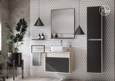 Тумба под раковину AQUATON Лофт Урбан 65 серый графит, дуб орегон 1A254001LQX60