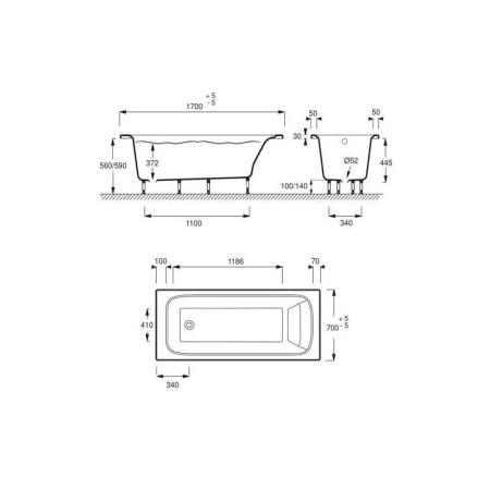 Ванна Jacob Delafon ELITE E6D030RU-00 170x70 см