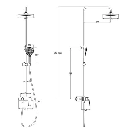 Душевая система Azario CHEERFUL хром (AZ-VES238U33C-1BE1J29A-ZH3384A)