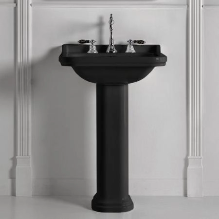 Kerasan Waldorf Раковина 60х55 см, 1 отв., с пьедесталом, керамическая, цвет: черный/хром