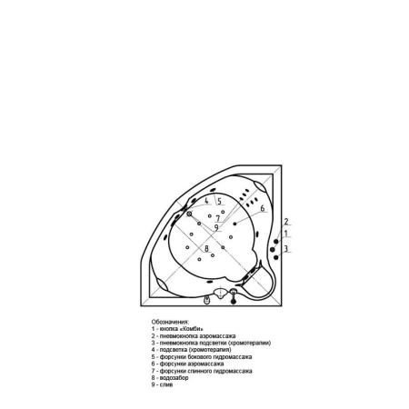 Ванна АКВАТЕК Сириус 164х164 НМ (пневматика)