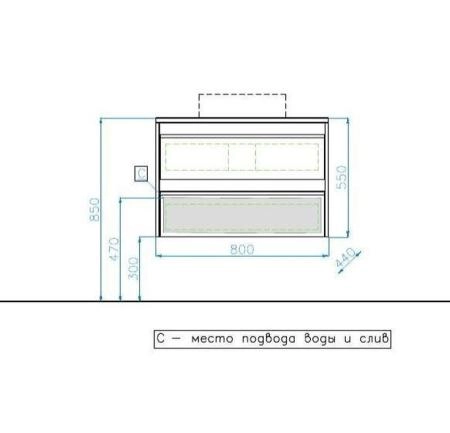 Тумба Style Line Elfante Монако 80 (2 ящ.) Осина бел /бел лакобель, PLUS подвесная