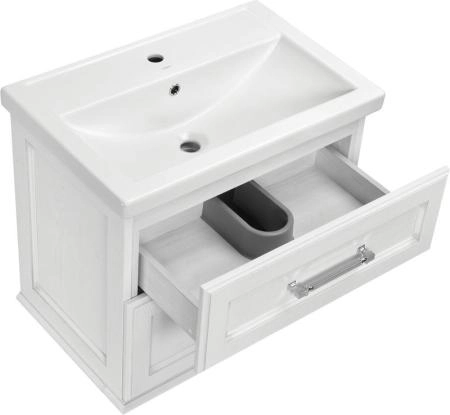 Тумба под раковину ASB-Woodline Венеция 70 Белый (патина серебро)