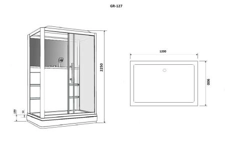 Душевая кабина GROSSMAN GR127L (90x120x225) гидромассажная с радио