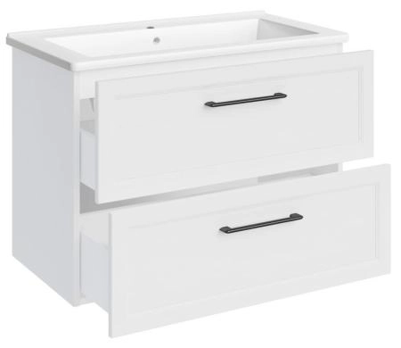 Тумба ASB-Mebel Белмонти 85 Ясень браш софт белый подвесная под умывальник Оскар 85