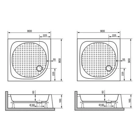 Поддон для душа RGW LUX/TN 16180188-21 80x80 см акрил