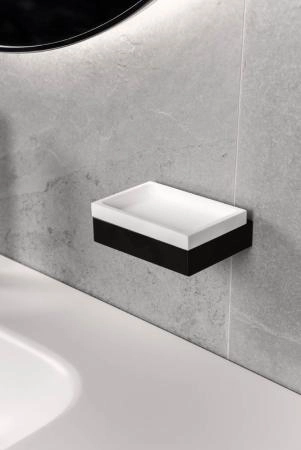 Мыльница Boheme настенная Qubic Matt Black 10723-B