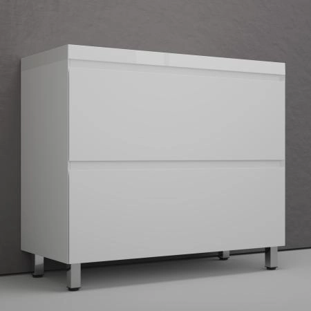 Тумба напольная Style Line Манхэттен 100 ЭМАЛЬ под ASTI 100 2 ящика PLUS белый матовый