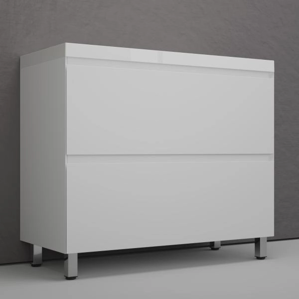 Тумба напольная Style Line Манхэттен 100 ЭМАЛЬ под ASTI 100 2 ящика PLUS белый матовый