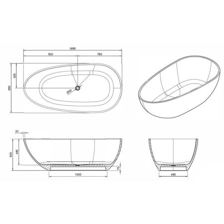 Knief EGG Shape Ванна отдельностоящая 170x85x54см., из полимерного материала, цвет: Marine blue # XXX
