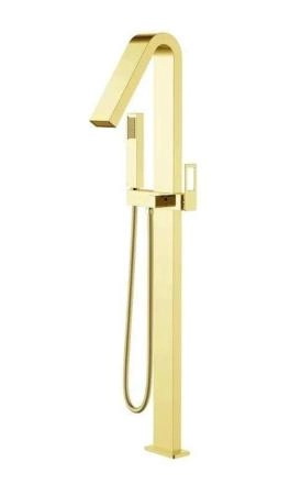 Смеситель напольный Boheme Q золото, ручка хром, золото черная, ультрамарин (прямая, изогнутая) 149-G