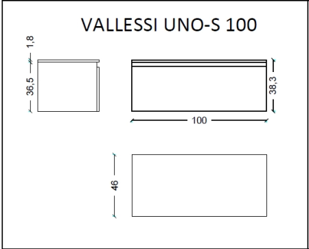 Ящик под столешницу Boheme 100см LIGHT OAK VALLESSI UNO-S 897-100-L