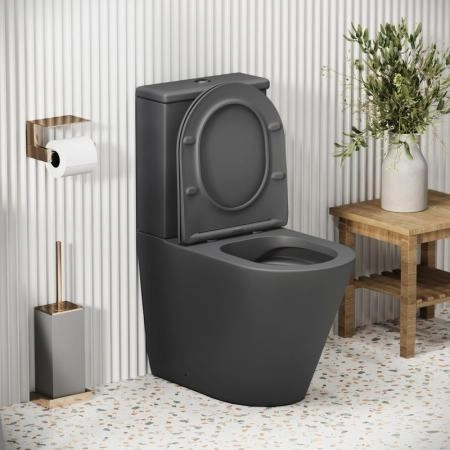 Унитаз Grossman GR-4480GMS Color (620*365*810) СЕРЫЙ МАТОВЫЙ напольный Безободковый с тонкой крышкой