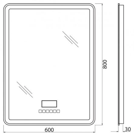 Зеркало Belbagno SPC-MAR-1000-800-LED-BTN Led подсветка вкл/выкл 1000x30x800