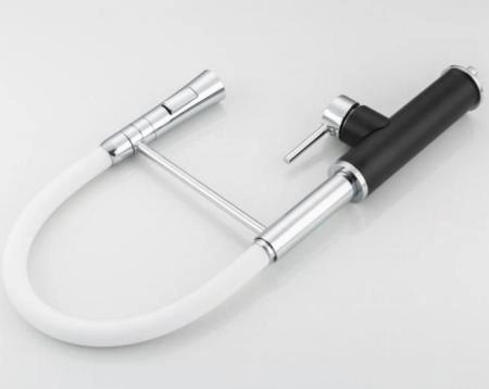 Смеситель для кухни Frap F4452-7 белый-черный, гибкий излив