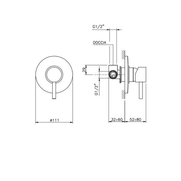 Nicolazzi Mac Kinley 05 Встраиваемая часть однокомандного смесителя для душа